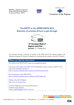The EGTC in the OPEN DAYS 2012