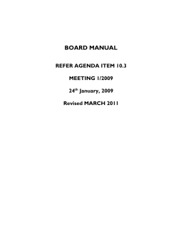 BOARD MANUAL REFER AGENDA ITEM 10.3 MEETING 1/2009