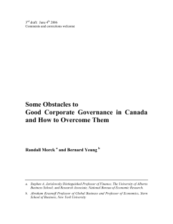 Some Obstacles to Good Corporate Governance in Canada