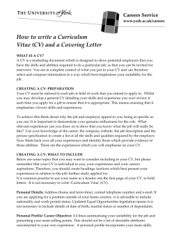 How to write a Curriculum Vitae (CV) and a Covering Letter