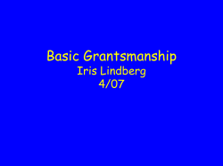 Basic Grantsmanship Iris Lindberg 4/07