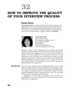 32 HOW TO IMPROVE THE QUALITY OF YOUR INTERVIEW PROCESS Kammy Haynes