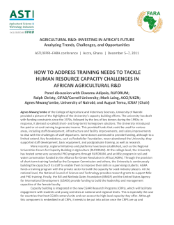 HOW TO ADDRESS TRAINING NEEDS TO TACKLE AFRICAN AGRICULTURAL R&amp;D