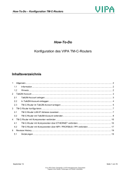 How-To-Do Konfiguration des VIPA TM-C-Routers Inhaltsverzeichnis