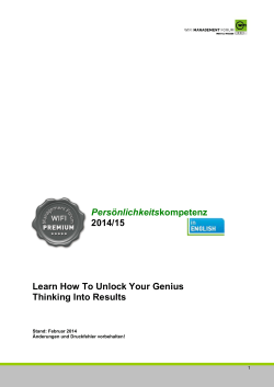 2014/15 Learn How To Unlock Your Genius Thinking Into Results