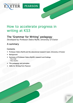 How to accelerate progress in writing at KS3 A summary