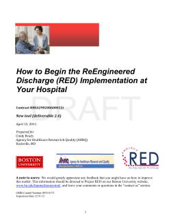 DRAFT   How to Begin the ReEngineered Discharge (RED) Implementation at