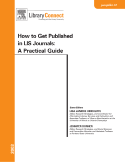 How to Get Published in LIS Journals: A Practical Guide pamphlet #2