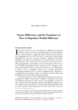I Norms, Difference, and the Translator: or, How to Reproduce Double Difference