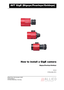 How to install a GigE camera AVT GigE (Bigeye/Pearleye/Goldeye) Bigeye/Pearleye/Goldeye V2.0.0