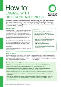 How to: ENGAGE WITH DIFFERENT AUDIENCES