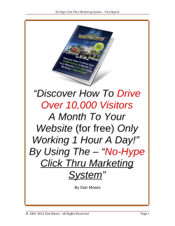“Discover How To A Month To Your Website Working 1 Hour A Day!”