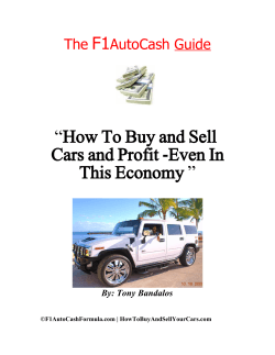 “How To Buy and Sell Cars and Profit -Even In F1