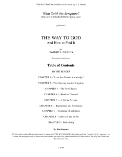 THE WAY TO GOD What Saith the Scripture? Table of Contents