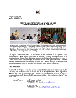 PRESS RELEASE ADDITIONAL INFORMATION ON HOW TO DONATE “ONDOY”