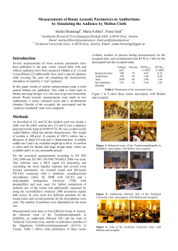 Measurements of Room Acoustic Parameters in Auditoriums Stefan Birnstingl , Maria Fellner