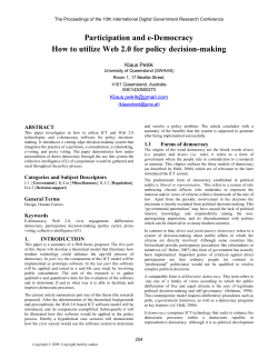 Participation and e-Democracy How to utilize Web 2.0 for policy decision-making