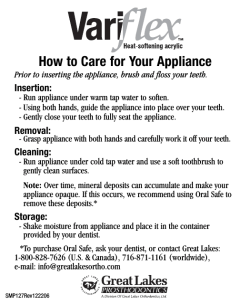 How to Care for Your Appliance Insertion: