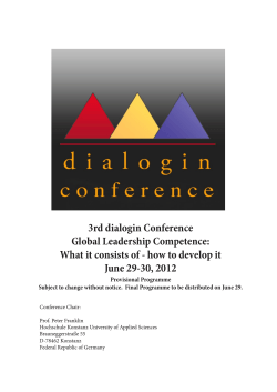 3rd dialogin Conference Global Leadership Competence: June 29-30, 2012
