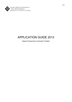 APPLICATION GUIDE 2013 Degree Programmes Conducted in English 1