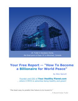 Your Free Report -- &#34;How To Become a for World Peace” Billionaire