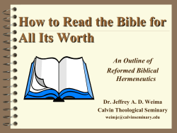 How to Read the Bible for All Its Worth An Outline of