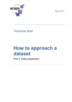 How to approach a dataset  Technical Brief