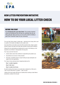 HOW TO DO YOUR LOCAL LITTER CHECK NSW LITTER PREVENTION INITIATIVE
