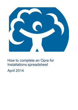 How to complete an Opra for Installations spreadsheet April 2014