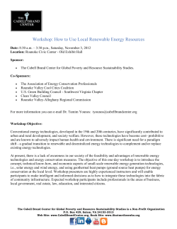 Workshop: How to Use Local Renewable Energy Resources