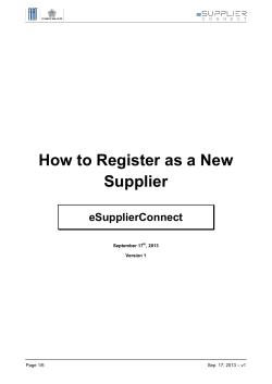How to Register as a New Supplier eSupplierConnect