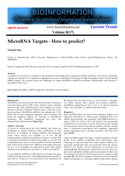 MicroRNA Targets - How to predict? open access  Current Trends