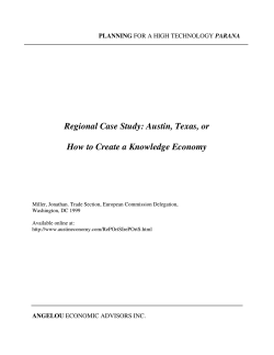 Regional Case Study: Austin, Texas, or  PLANNING