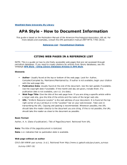 APA Style - How to Document Information