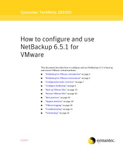 How to configure and use NetBackup 6.5.1 for VMware Symantec TechNote 293350
