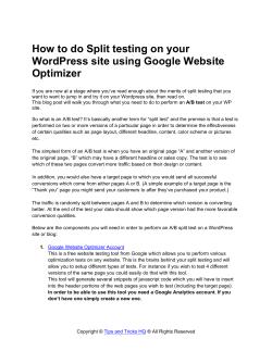 How to do Split testing on your Optimizer