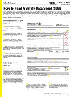 How to Read A Safety Data Sheet (SDS) flinnsci.com Safety Reference 1-800-452-1261