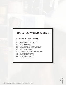 HOW TO WEAR A HAT TABLE OF CONTENTS: