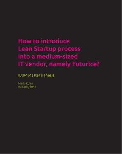 How to introduce Lean Startup process into a medium-sized IT vendor, namely Futurice?