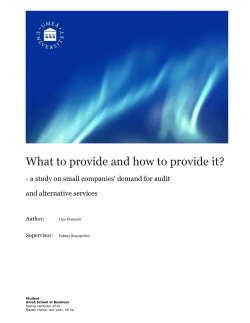 What to provide and how to provide it? and alternative services Author: