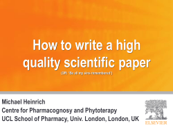 How to write a high quality scientific paper