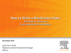 How to Write a World-class Paper From title to references November 2010