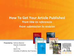 How To Get Your Article Published From title to references Presented by: