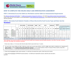 HOW TO COMPLETE THE ONLINE CHILD CARE IMMUNIZATION ASSESSMENT