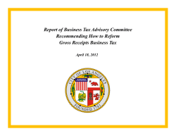Report of Business Tax Advisory Committee Recommending How to Reform