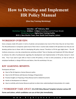 How to Develop and Implement HR Policy Manual  (One Day Training Workshop)