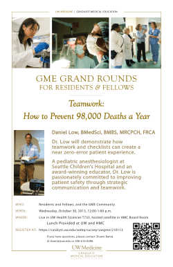 GME GRAND ROUNDS Teamwork: How to Prevent 98,000 Deaths a Year