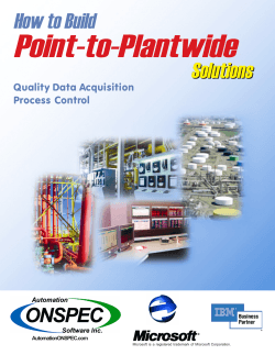 Point-to-Plantwide How to Build Solutions Quality Data Acquisition