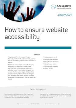 How to ensure website accessibility January 2014 OVERVIEW