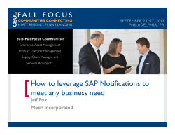 [ How to leverage SAP Notifications to meet any business need Jeff Fox